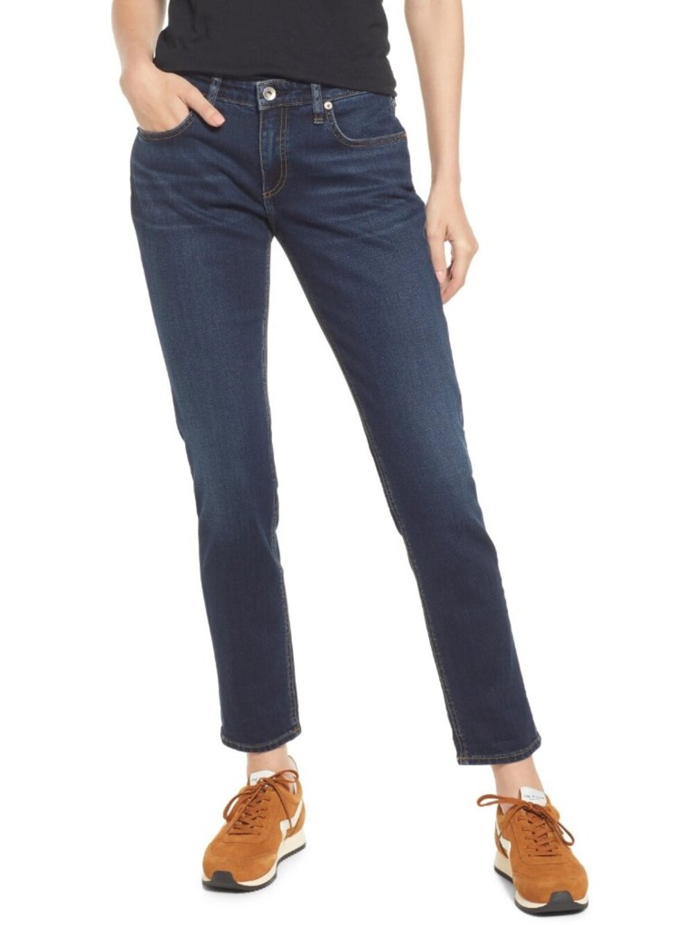 Rag & Bone Dre Women's Low Rise Crop Slim Boyfriend Jeans in Bianca Size 26